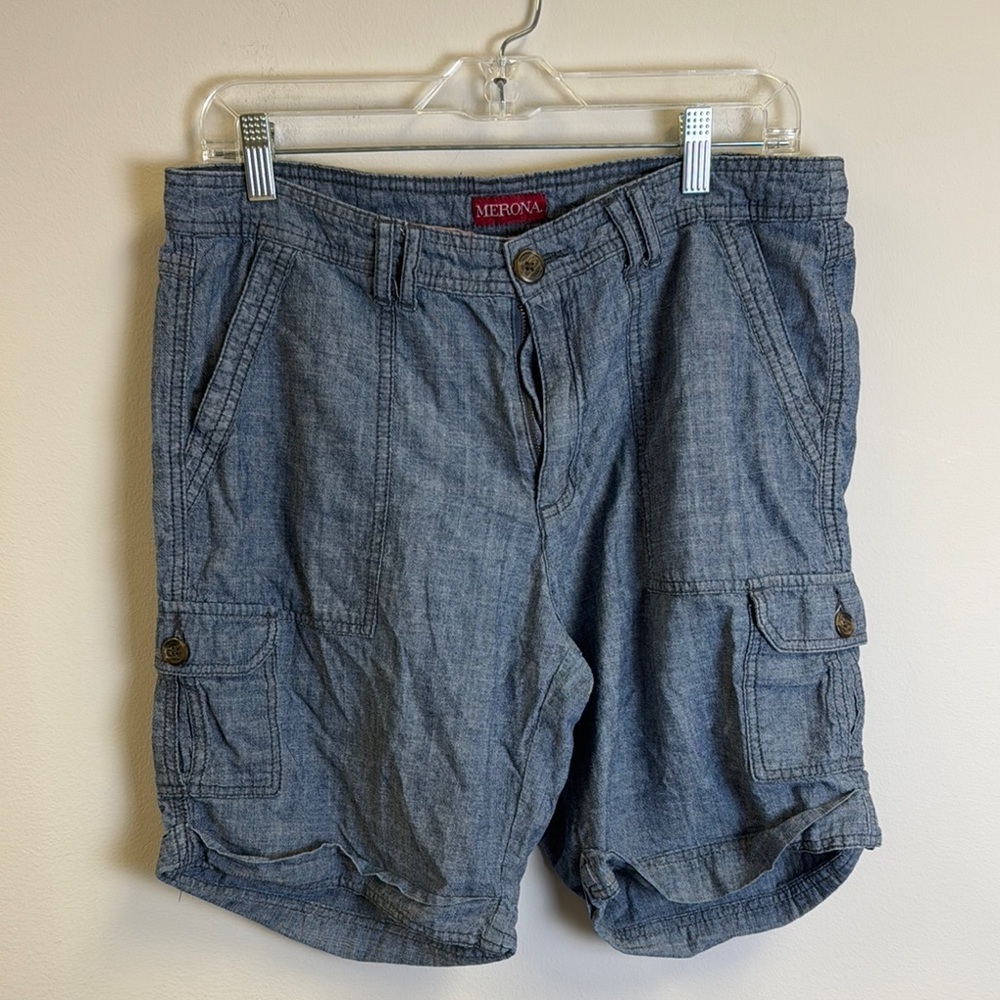 Merona Size 12 Women Blue Cargo Shorts
